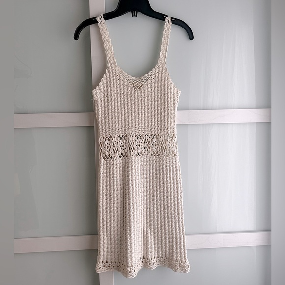 Dresses & Skirts - Cream crochet knit dress